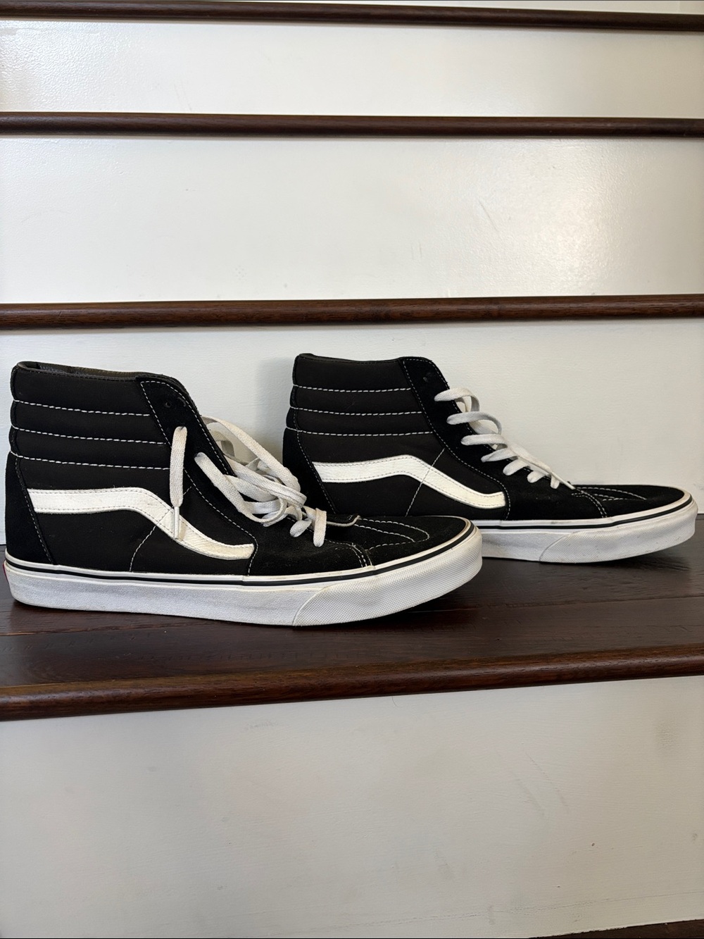 Vans Black and White Sk8-Hi Classic Skate Sneakers